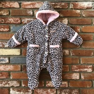Juicy Couture Baby Girl Leopard Hooded Footed Onesie